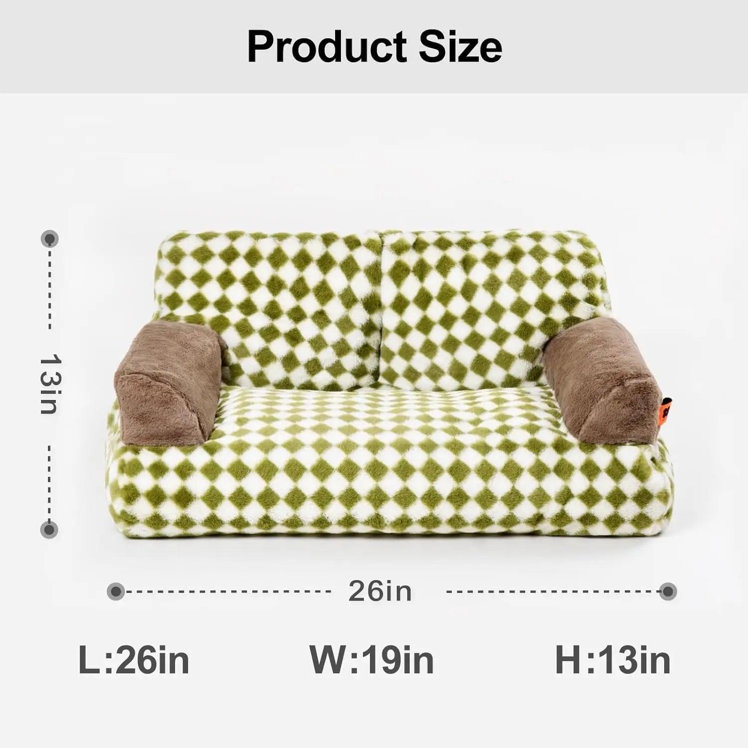 Mewoofun Pet Couch Bed 26×19×13 Inch Washable Cat Beds for Medium Small Dogs Cat up to 25 lbs Fluffy Cat Couch Black White