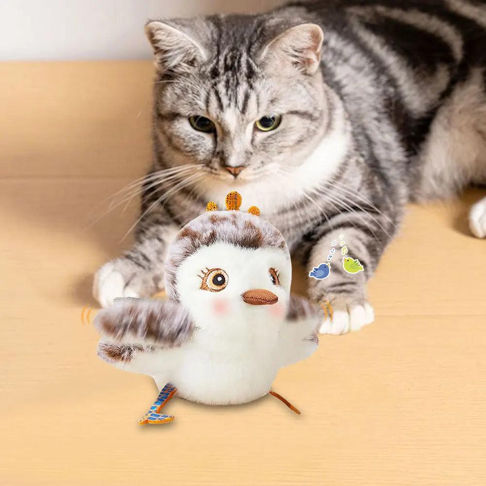 Flapping Wings Sparrow Toys Simulated Chirping Bird Cat Toy Bird Chirping Cat Toy for Indoor Cats Kitten