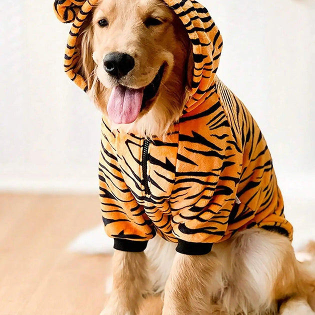 1pc Winter Warmer Pet Clothes For Medium To Large Sized Dogs Such As Golden Retriever / Labrador, With Funny Tiger Costume Desig