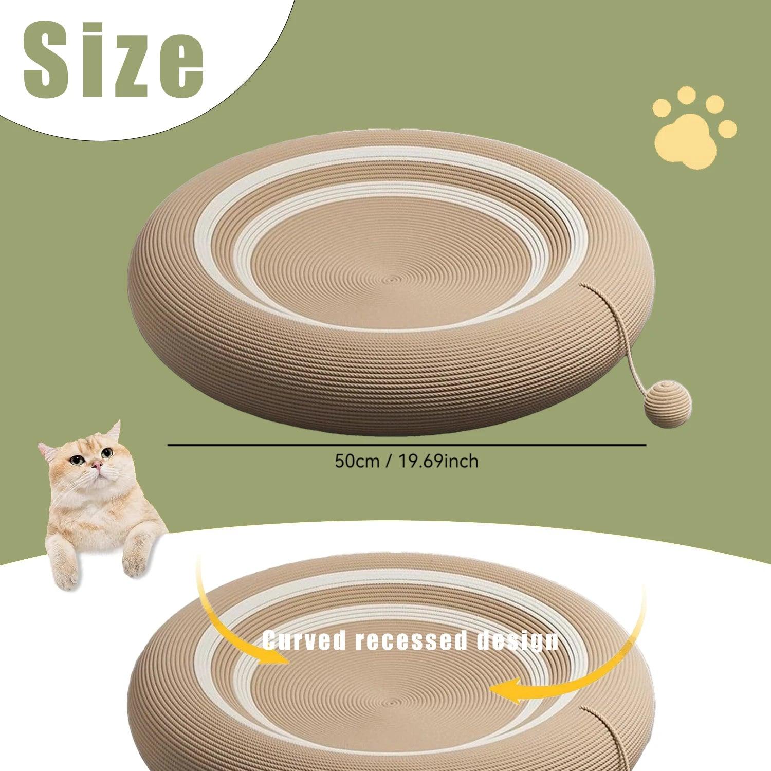 Round Cat Scratching Board, Cat Scratching Nest, Non-Slip Claw, Claw Grinding Pet Supplies, Sofa Portable Bed, Cat Scratching Board, Cat Scratching Pad, White Stripesd Brown