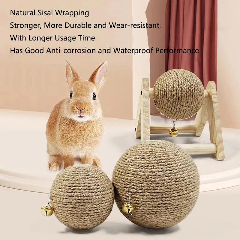 Natural Sisal Small Pet Cat Rabbit Scratching Ball Toy Durable Interactive Play for Claw Trimming Small Pets Enrichment Toy New