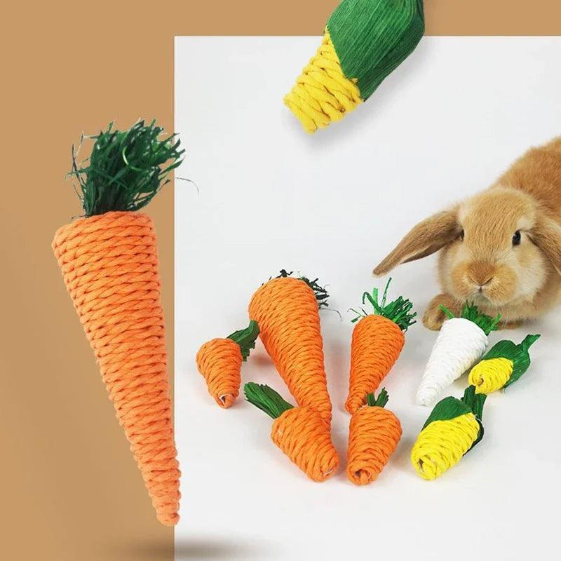 Hamster Rabbit Chew Toy for Tooth Cleaning Teeth Grinding, Pet Supplies - Corn Carrot Woven Balls Radish Molar Toy