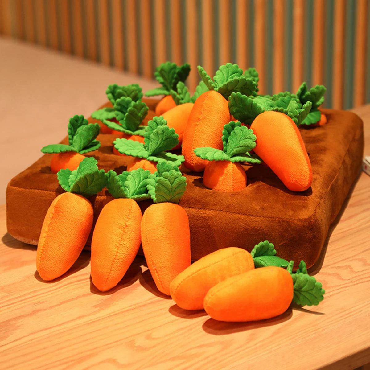 Carrots Enrichment Dog Puzzle Toys,Hide and Seek Carrot Farm Dog Toys,Fun Carrot Patch Dog Snuffle Toy with Non-Slip Bottom