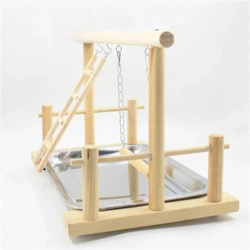 Wooden Parrot Station Stand Bird Interactive Playground Bird Training Stands Ladder Swing Platform with Toys For Parrots Budgies