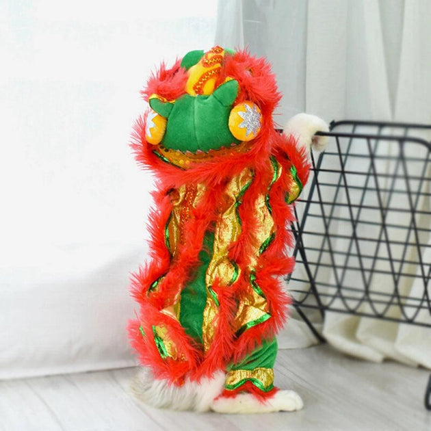 Christmas Funny Dog Clothes New Year Pet Chinese Costume Dragon Dance Lion Dog Party Dress Up Red Festive Lucky Cat Clothes