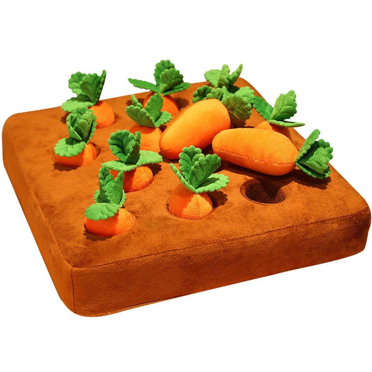 Carrots Enrichment Dog Puzzle Toys,Hide and Seek Carrot Farm Dog Toys,Fun Carrot Patch Dog Snuffle Toy with Non-Slip Bottom