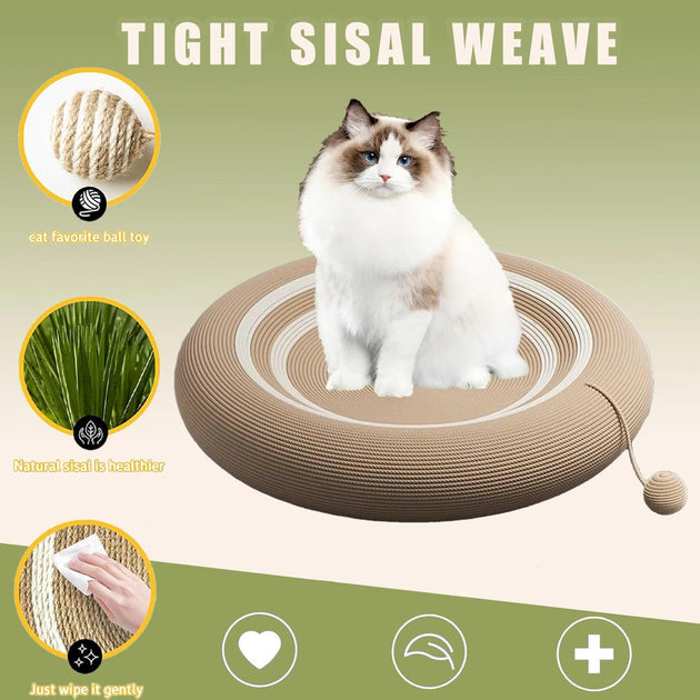 Round Cat Scratching Board, Cat Scratching Nest, Non-Slip Claw, Claw Grinding Pet Supplies, Sofa Portable Bed, Cat Scratching Board, Cat Scratching Pad, White Stripesd Brown