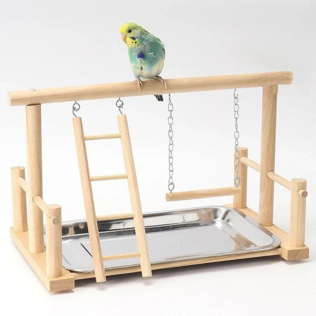 Wooden Parrot Station Stand Bird Interactive Playground Bird Training Stands Ladder Swing Platform with Toys For Parrots Budgies