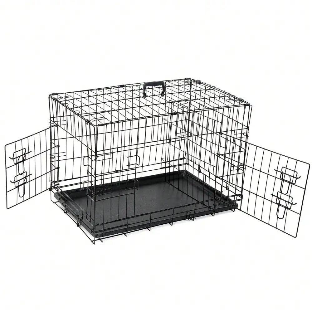 Dog Cage 30"Pet Kennel Cat Rabbit Folding Steel Crate Animal Playpen Wire Metal