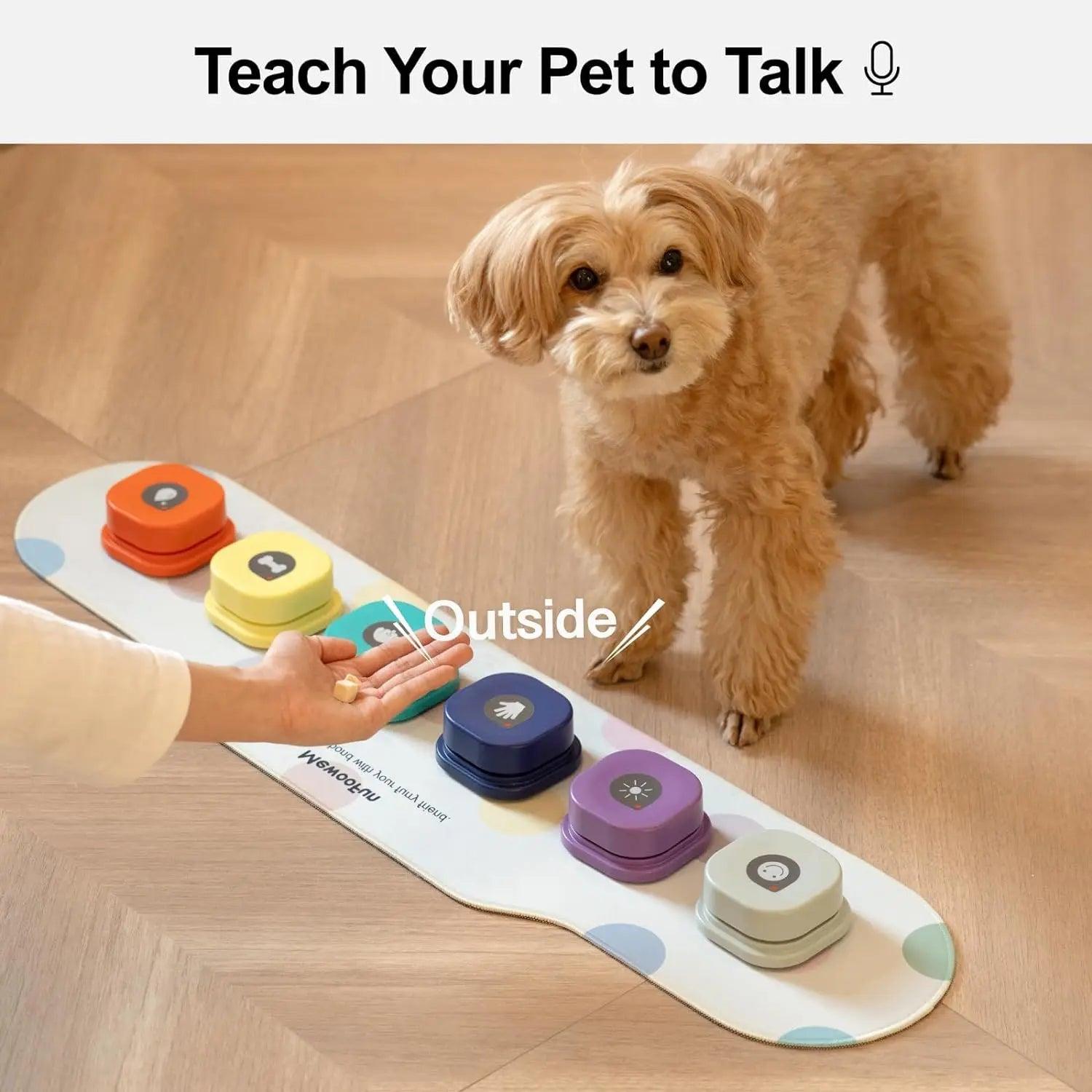 Mewoofun Voice Recording Button Pet Toys Dog Buttons for Communication Pet Training Buzzer Recordable Talking Button with Mat