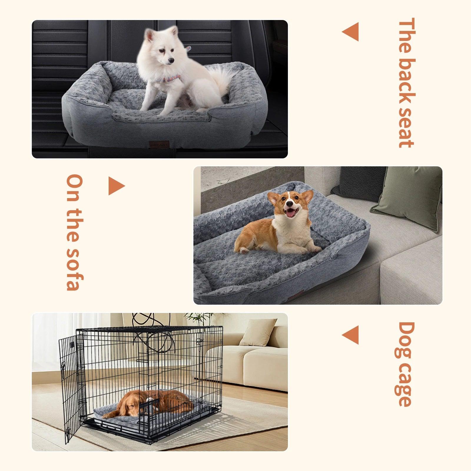 Dog Bed for Large Medium Small Dogs Thickened Filled Rectangle Dog Bed Orthopedic Calming Down Deep Sleeping Dog Sofa Bed