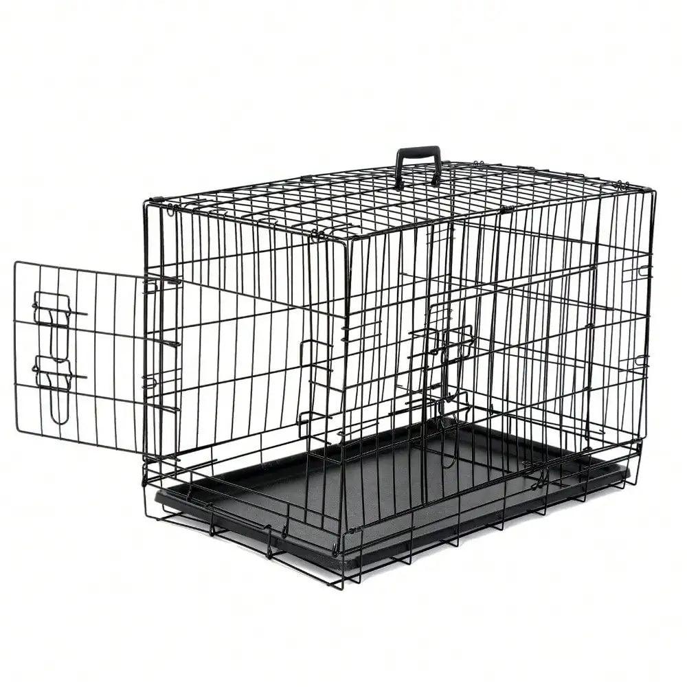 Dog Cage 30"Pet Kennel Cat Rabbit Folding Steel Crate Animal Playpen Wire Metal