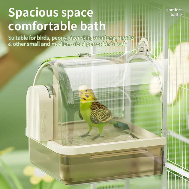 Clear Hanging Bird Bath Automatic Water Circulation Bath Shower For Bird Easy to clean Space Saving Design Bird Cage Accessory