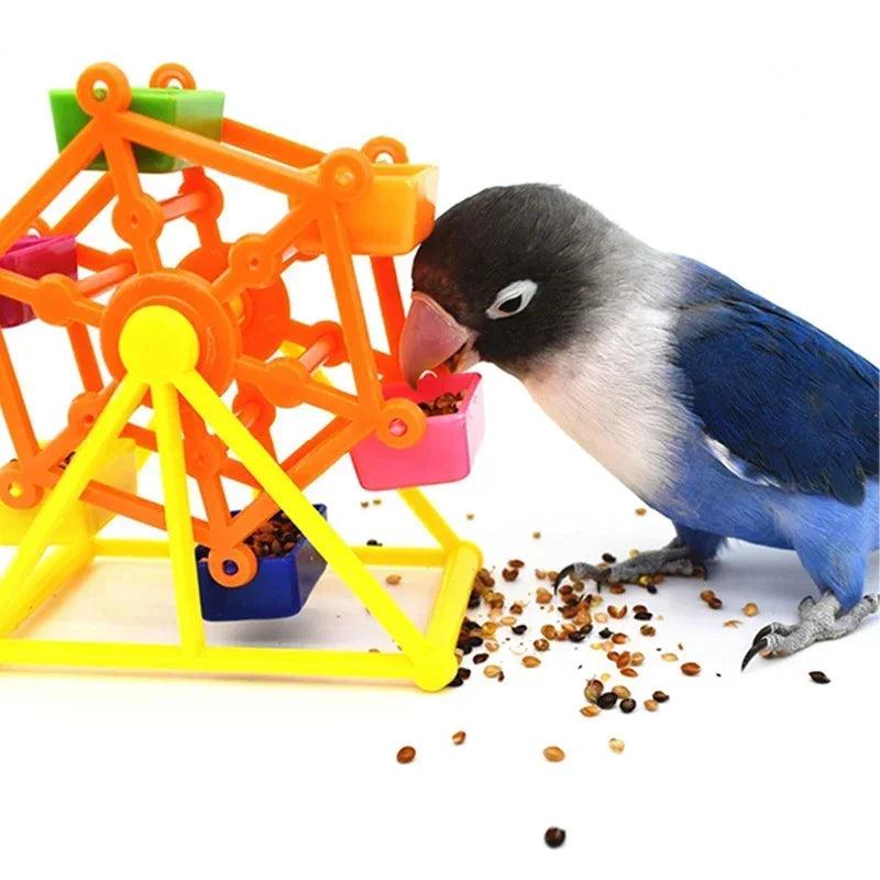 Bird Foraging Toys Creative Parrot Feeder Rotate Training Toys Intelligence Growth Cage Colorful Pecking Windmill Toy