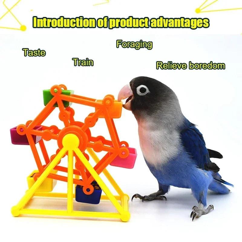 Bird Foraging Toys Creative Parrot Feeder Rotate Training Toys Intelligence Growth Cage Colorful Pecking Windmill Toy