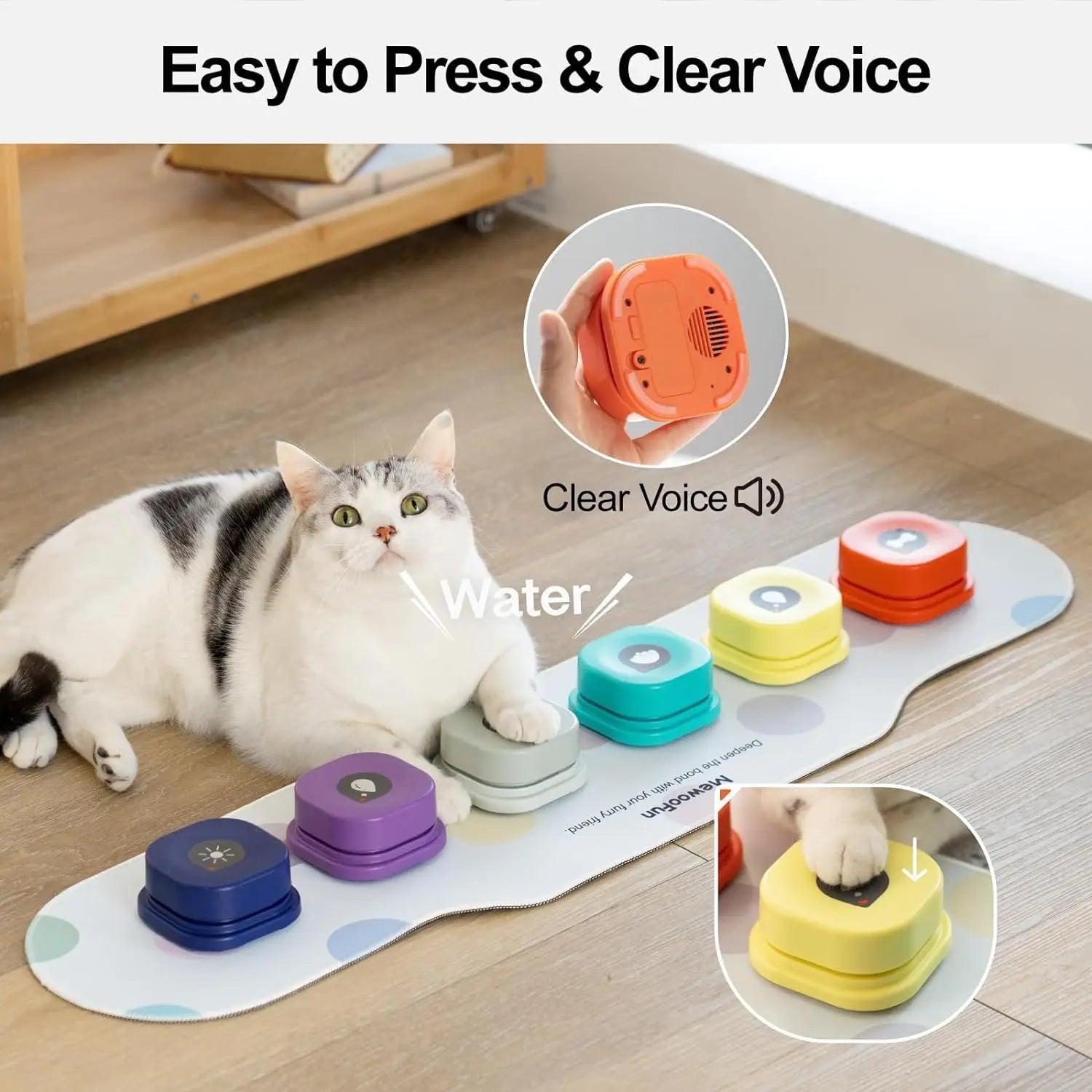 Mewoofun Voice Recording Button Pet Toys Dog Buttons for Communication Pet Training Buzzer Recordable Talking Button with Mat