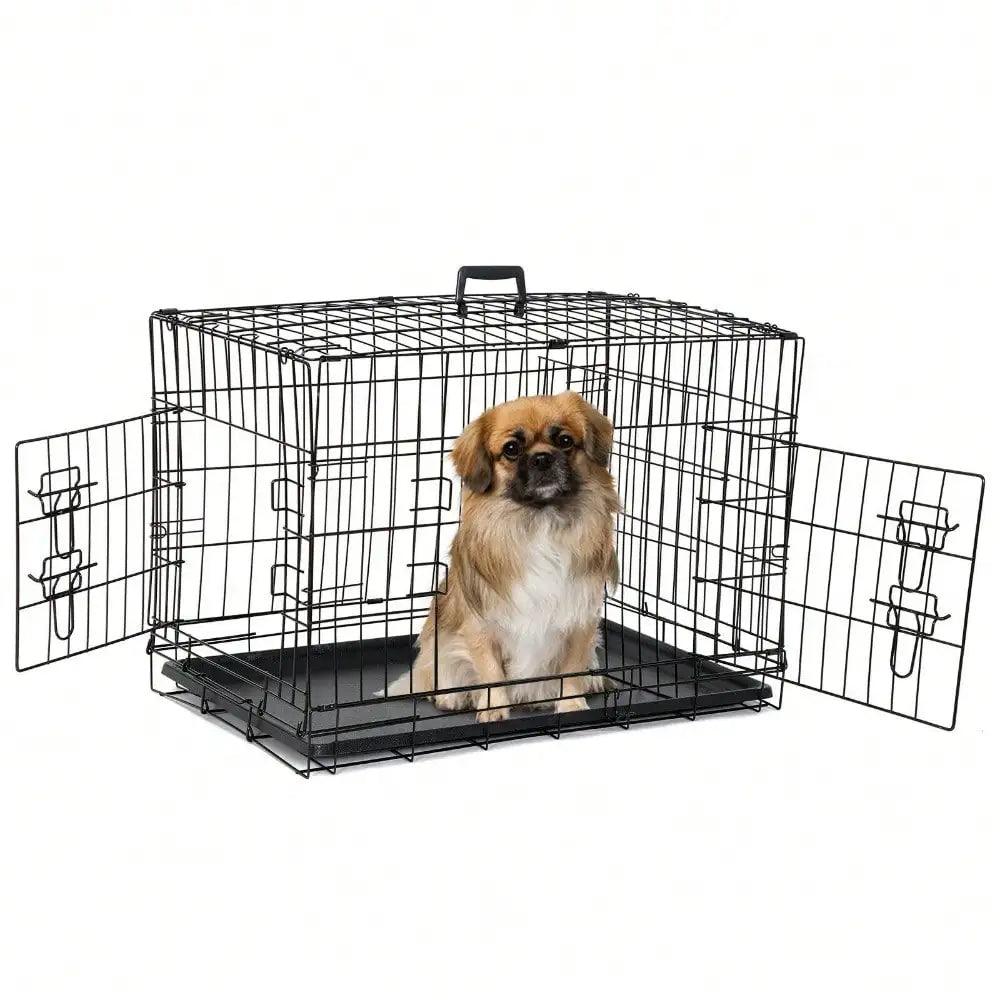 Dog Cage 30"Pet Kennel Cat Rabbit Folding Steel Crate Animal Playpen Wire Metal