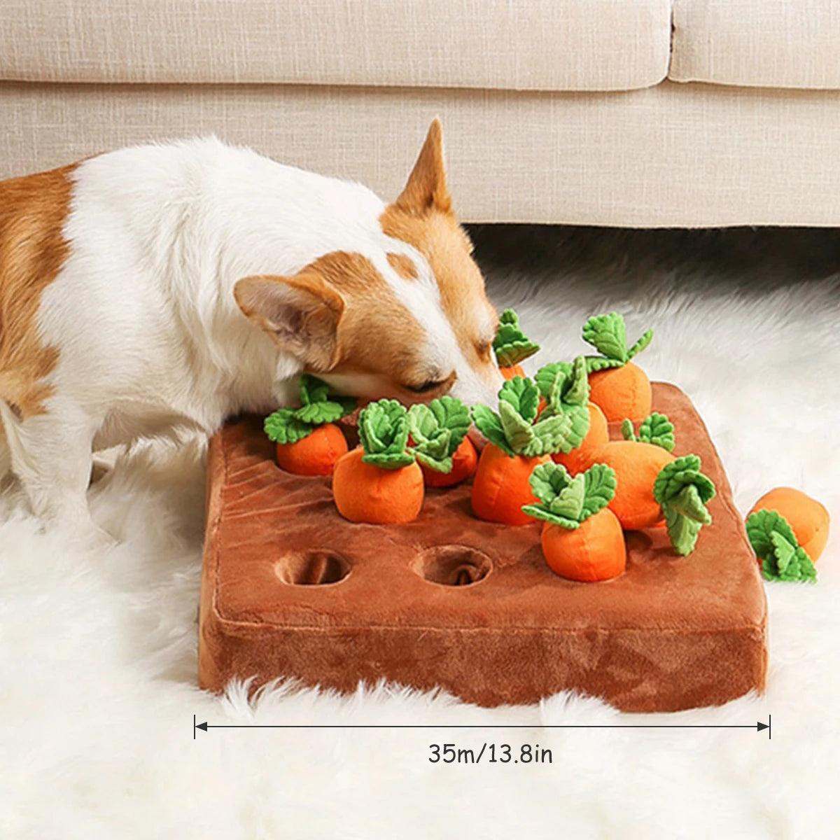 Carrots Enrichment Dog Puzzle Toys,Hide and Seek Carrot Farm Dog Toys,Fun Carrot Patch Dog Snuffle Toy with Non-Slip Bottom