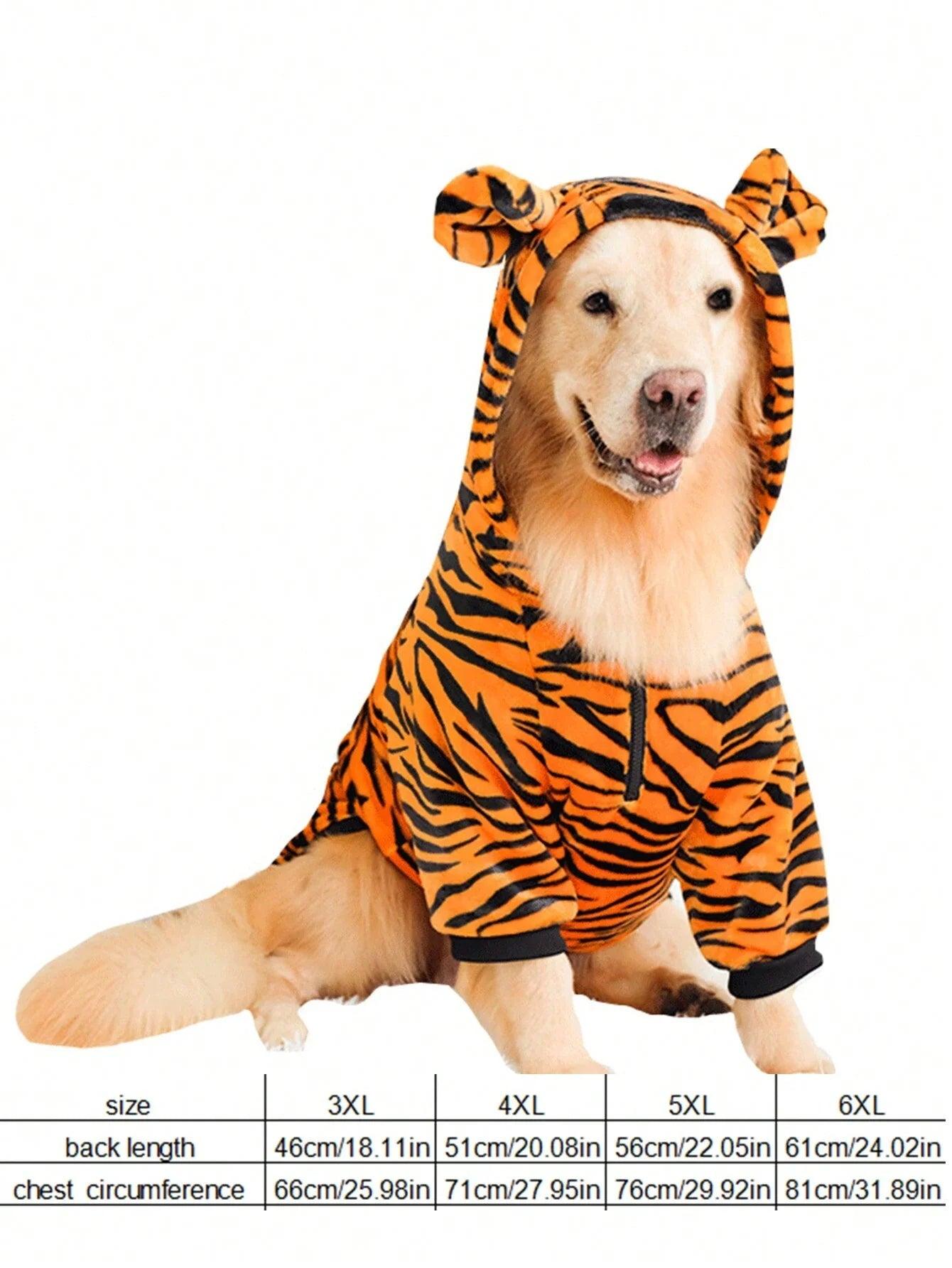 1pc Winter Warmer Pet Clothes For Medium To Large Sized Dogs Such As Golden Retriever / Labrador, With Funny Tiger Costume Desig