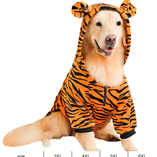 1pc Winter Warmer Pet Clothes For Medium To Large Sized Dogs Such As Golden Retriever / Labrador, With Funny Tiger Costume Desig