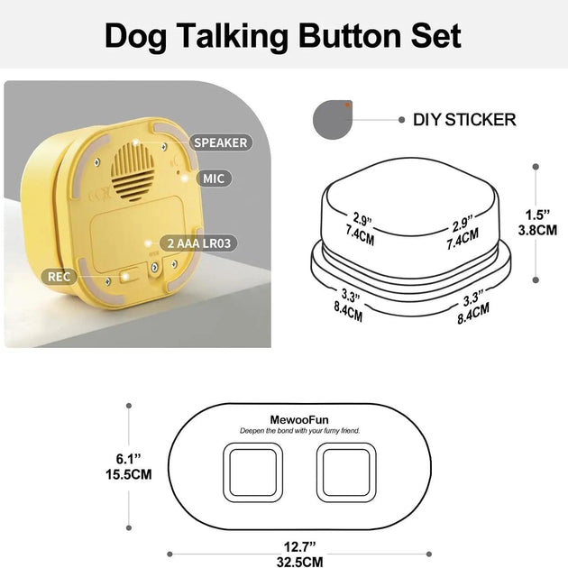 Mewoofun Voice Recording Button Pet Toys Dog Buttons for Communication Pet Training Buzzer Recordable Talking Button with Mat