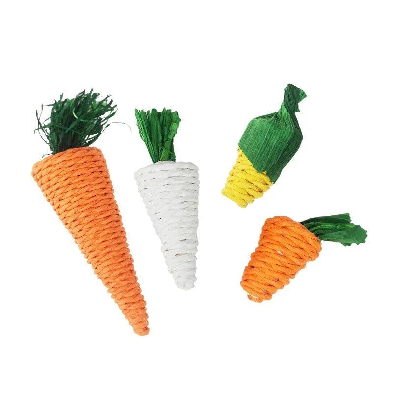 Hamster Rabbit Chew Toy for Tooth Cleaning Teeth Grinding, Pet Supplies - Corn Carrot Woven Balls Radish Molar Toy