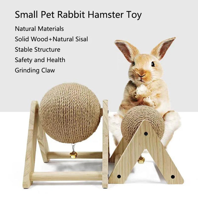 Natural Sisal Small Pet Cat Rabbit Scratching Ball Toy Durable Interactive Play for Claw Trimming Small Pets Enrichment Toy New